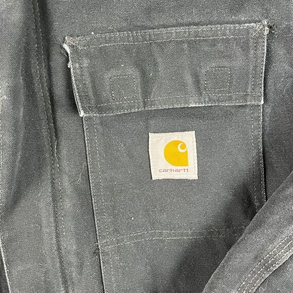 Vtg Carhartt Canvas Removable Hood Navy Blue Full Zip Jacket Quilt Lined XL/XXL - Picture 3 of 14